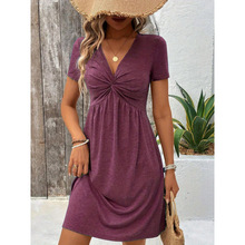 A 21204 V-neck Ruched Bodycon Dress V ��Ť����������ȹ