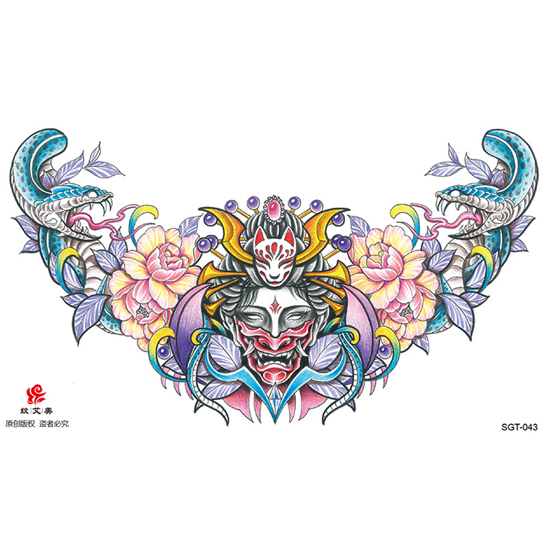 Tres lados pasta de pecho de Buda Guanyin Lotus imagen grande duradera fábrica en stock al por mayor Sobre hombro dragón tatuaje pegatinas