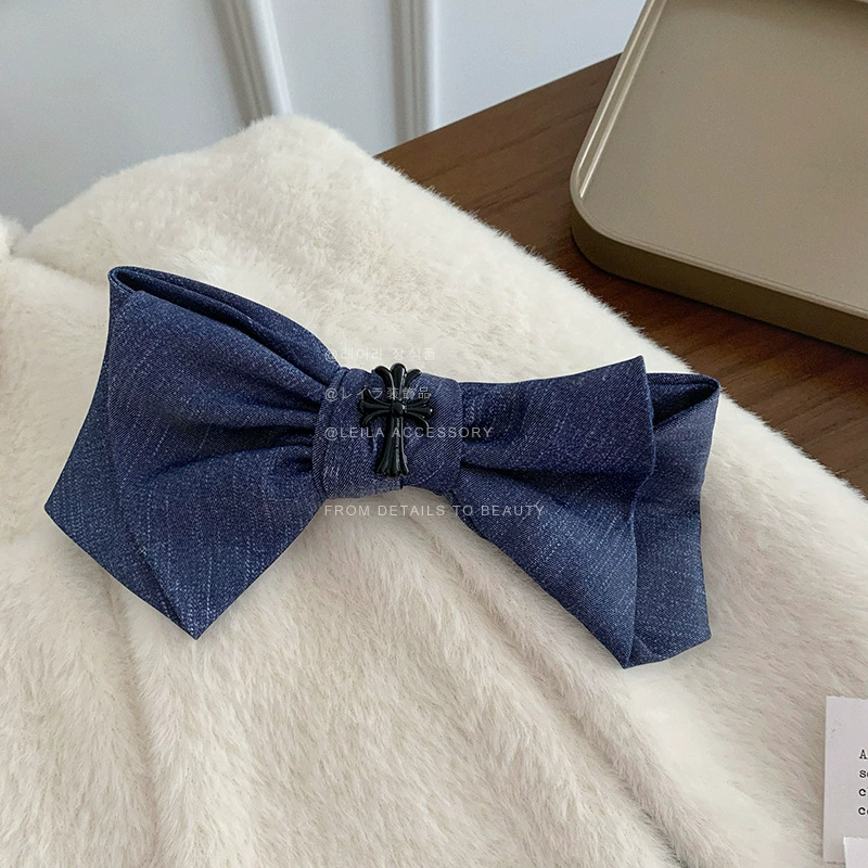 Демисезонная синяя повязка на голову, большая hair accessory для фотосессий, заколка с бантом, шпилька, новая коллекция, широкая палитра цветов, стиль высокого качества