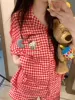 Короткий рукав и шорты 3031 Красный клетчатый котёнок
