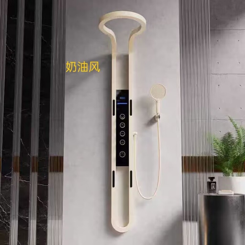 リング状全銅シャワーセット、温冷デジタルディスプレイスーパーチャージャーシャワーの完全なセット、家庭用オールインワンバスルームラージトップスプレー|undefined