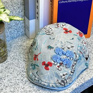 National style plum blossom duck cap for women summer sun protection baseball cap national fashion flower buckle forward hat versatile equestrian hat