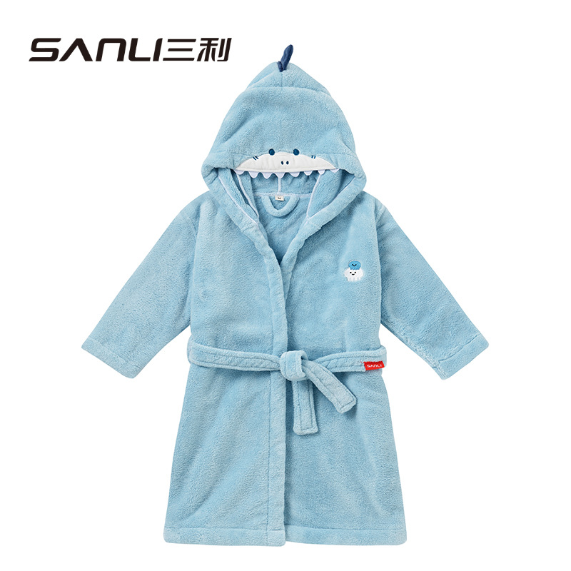 [Preventa] Sanli toallas bata de baño para niños bata de dibujos animados bata de baño con sombrero bata de coral terciopelo ropa para el hogar pijamas para hombres y mujeres