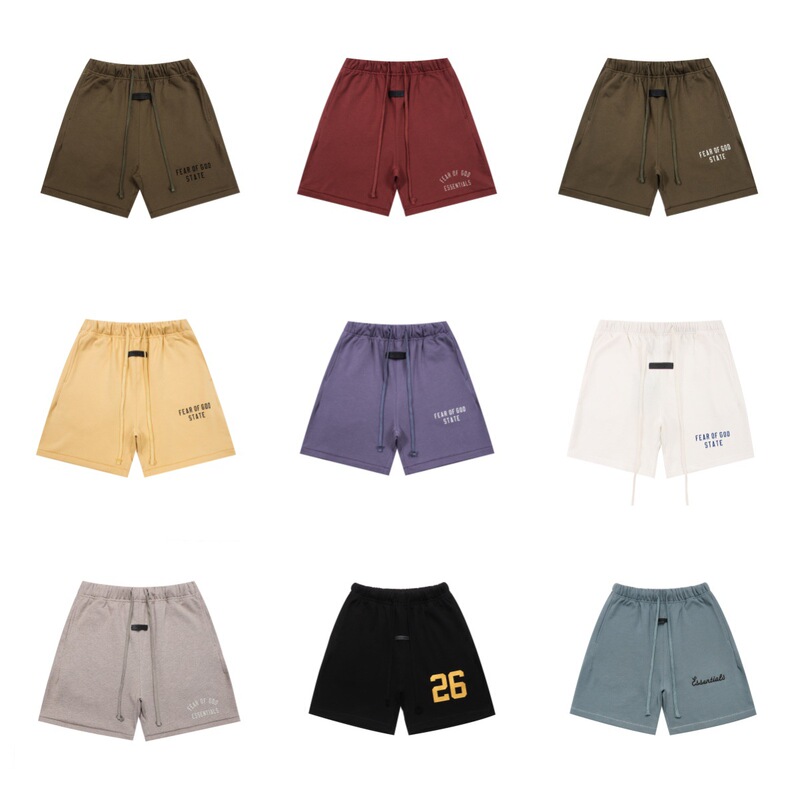 Cross-border high-quality ESSENTILS premium streetwear brand embroidered silicone letter pure cotton loose shorts