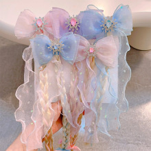 雪花飘带假发辫公主蝴蝶结超仙头纱儿童发夹精致可爱手工女儿童发