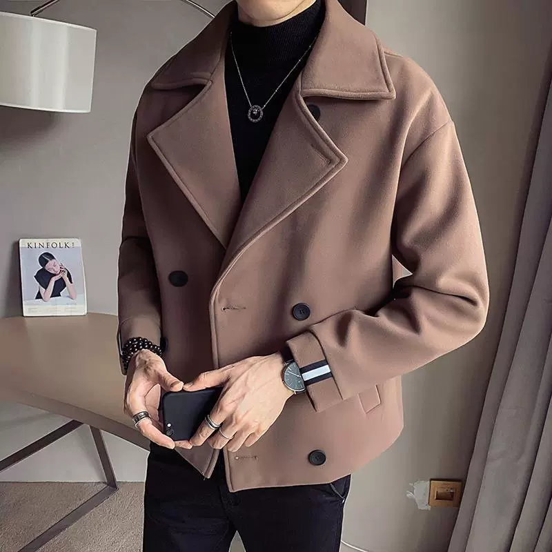 Демисезонное trench coat, короткая куртка, трендовое шерстяное пальто, 2020 год, корейский стиль, британский стиль