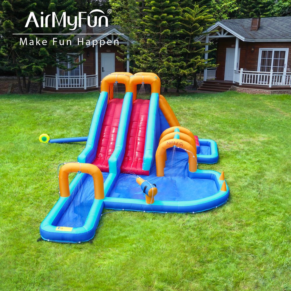 Castillo inflable para niños, trampolín inflable para deportes al aire libre, castillo de juguete con rociador de agua, tobogán para patio de recreo infantil, fiesta acuática