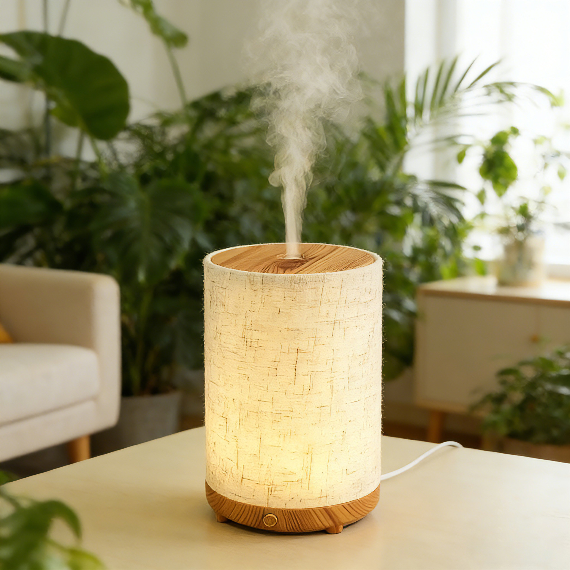 Nordic Ins Southeast Asian Pastoral Simple Fabric Bedroom Home Desktop Night Light Ultrasonic Essential Oil Aroma Diffuser