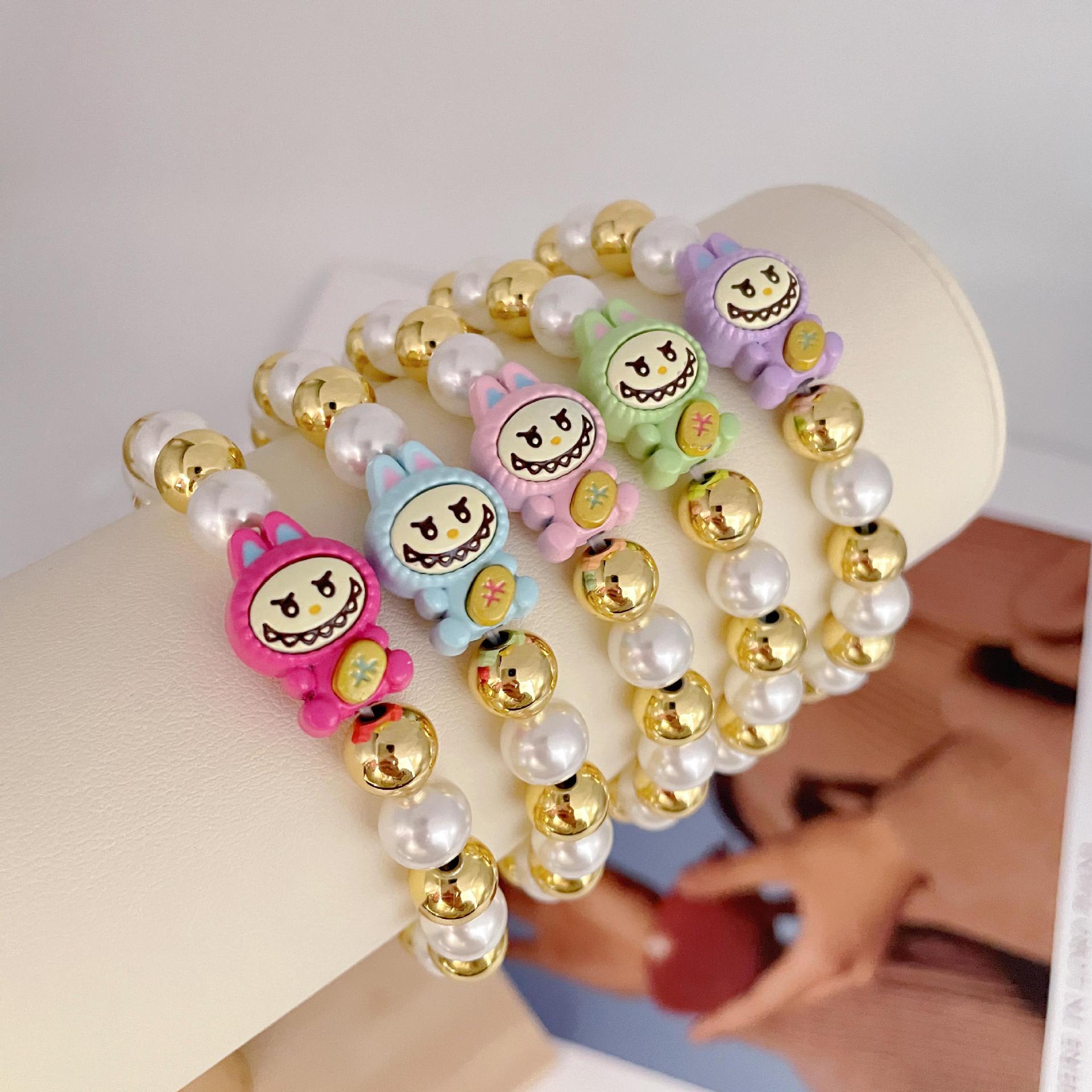 Copper Chain Material Beaded Chain Chain Type Wholesale Jewelry Cute Cartoon Character Copper Bracelets Beaded Chain