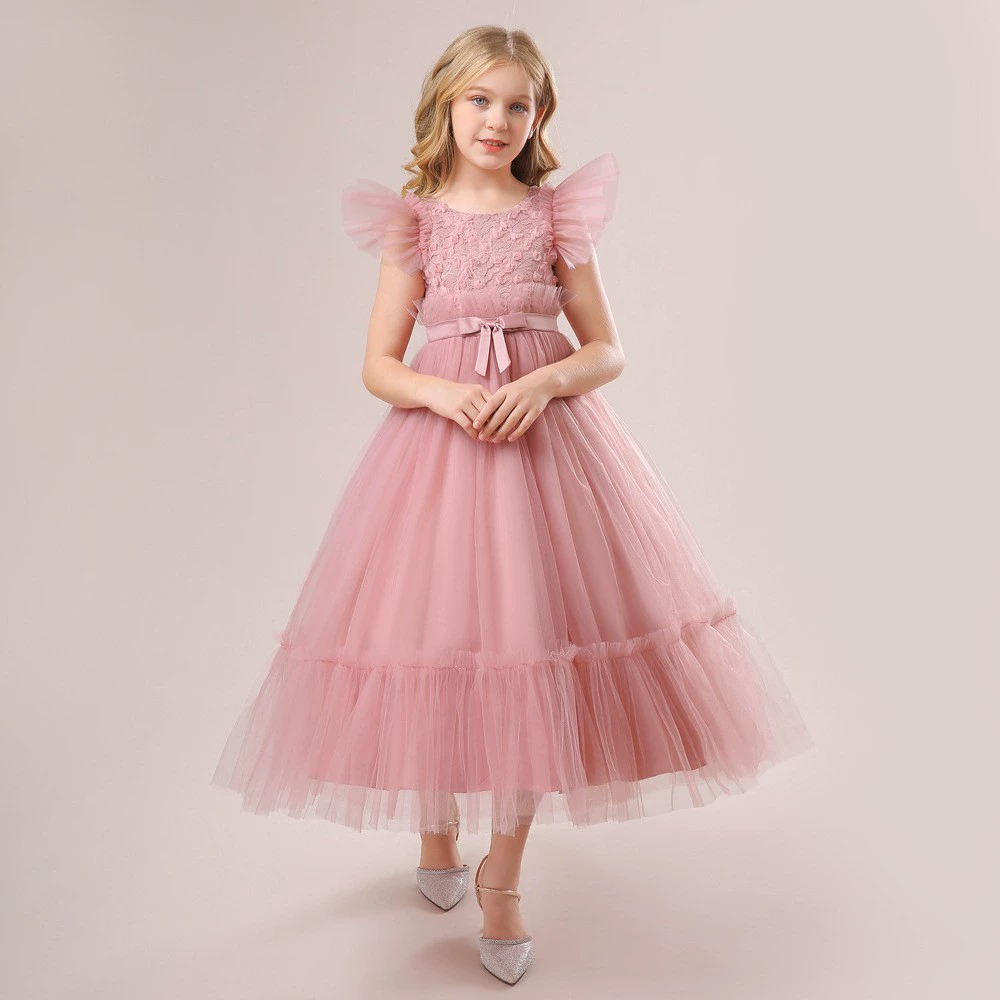 Новые платья для девочек в европейском и американском стиле, длинные платья с рукавами-крылышками, пышные тюлевые платья, свадебные платья, платья для подружек невесты, платья принцесс, европейский и американский стиль.