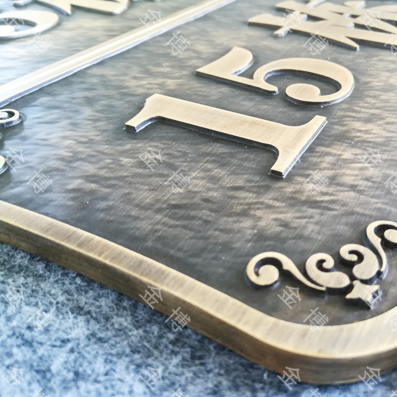 Puerta de metal en relieve personalizada número de puerta de villa de cobre antiguo número de habitación de hotel de alta calidad placa de identificación personalizada