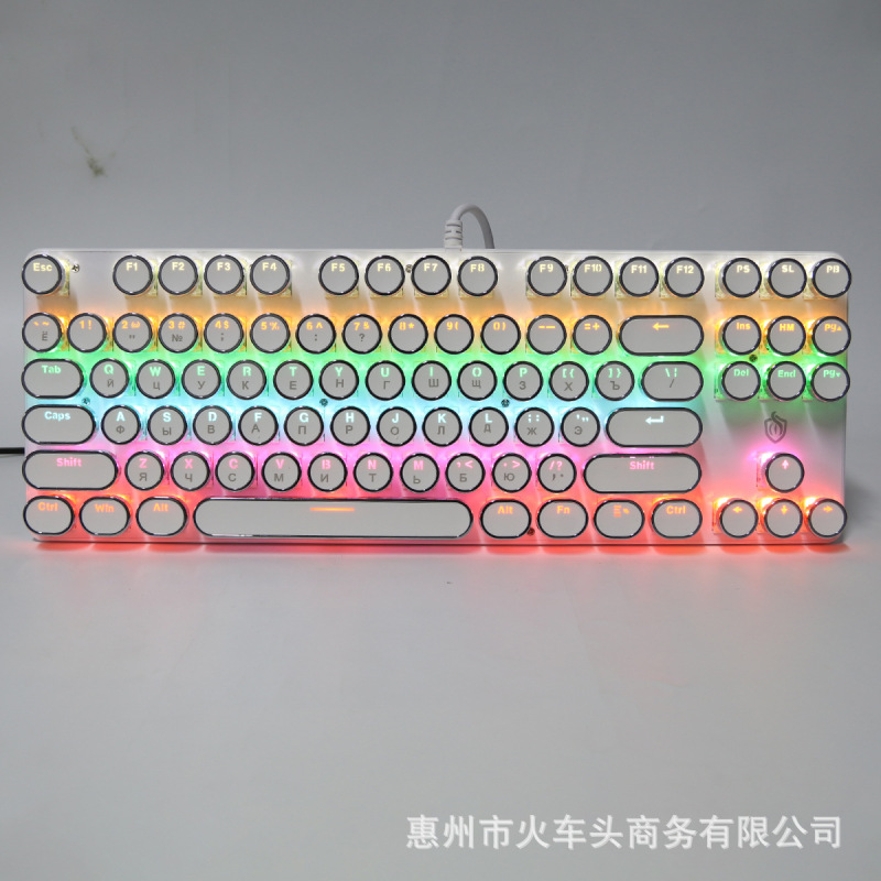 [ロシア語キーボード] レトロラウンドスチームパンクノブメカニカルキーボードクロスボーダー直販87/104キー在庫あり|undefined