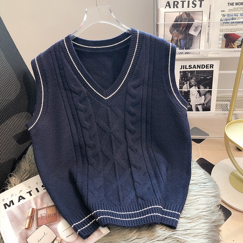 ベストニットベストジャケット春と秋のアウターウェア 2025 新しい女性のセーター冬 V ネックルーズチョッキレイヤリング|undefined