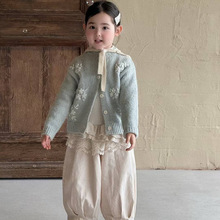 女童立体钩花毛衣开衫2025秋季新品童装儿童针织外套宝宝甜美上衣