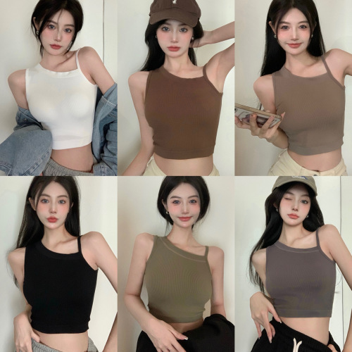 chic Hong Kong style fashionable personality irregular design ice silk camisole summer new sexy bottoming top