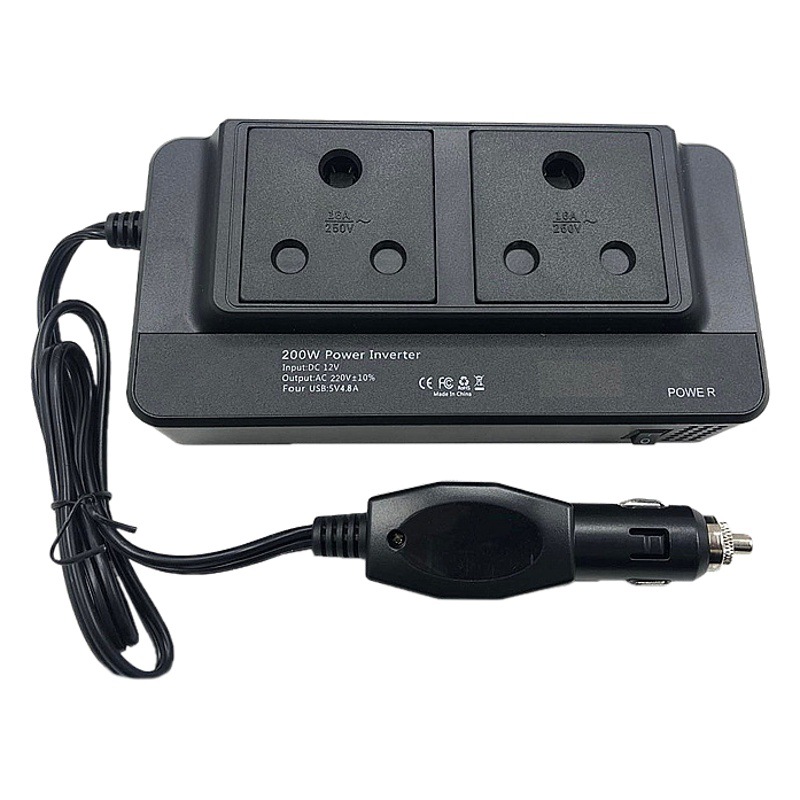 Venta caliente transfronteriza 200W multifunción inversor del coche 12V a 220V inversor convertidor de potencia enchufe universal