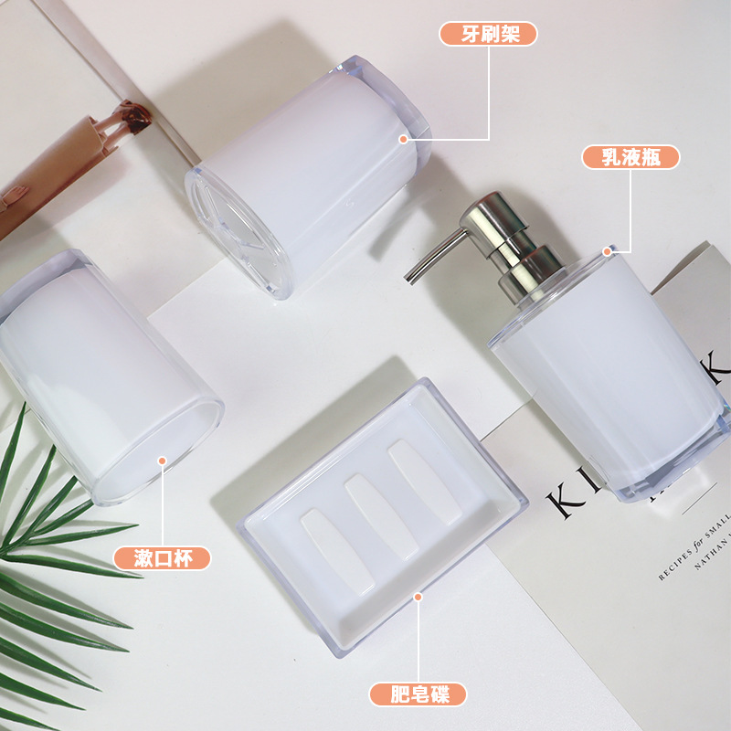 Doble Capa de baño geométrico de cuatro piezas de cepillo de dientes simple titular de enjuague bucal taza de jabón botella de loción traje de baño