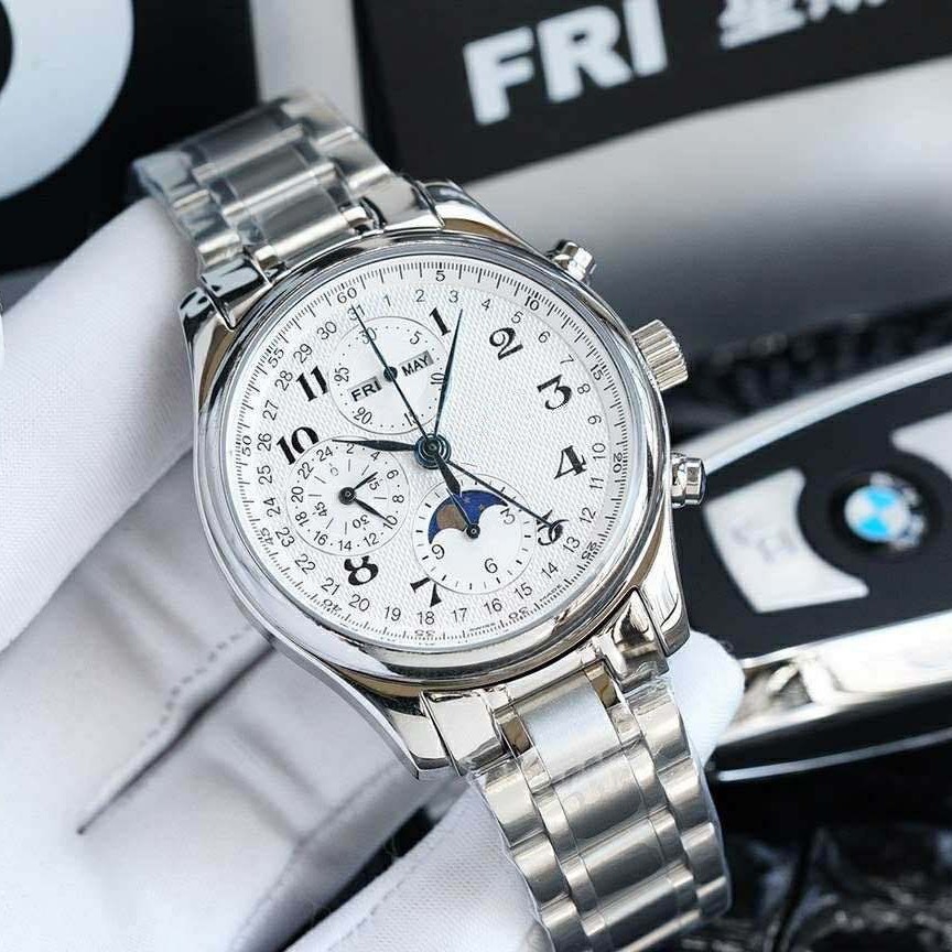 Langjia Famous Craftsman 8-Pin Moon Phase Stainless Steel Chronograph Men's Waterproof Watch Fully Automatic Mechanical Men's Watch Wholesale Dropshipping