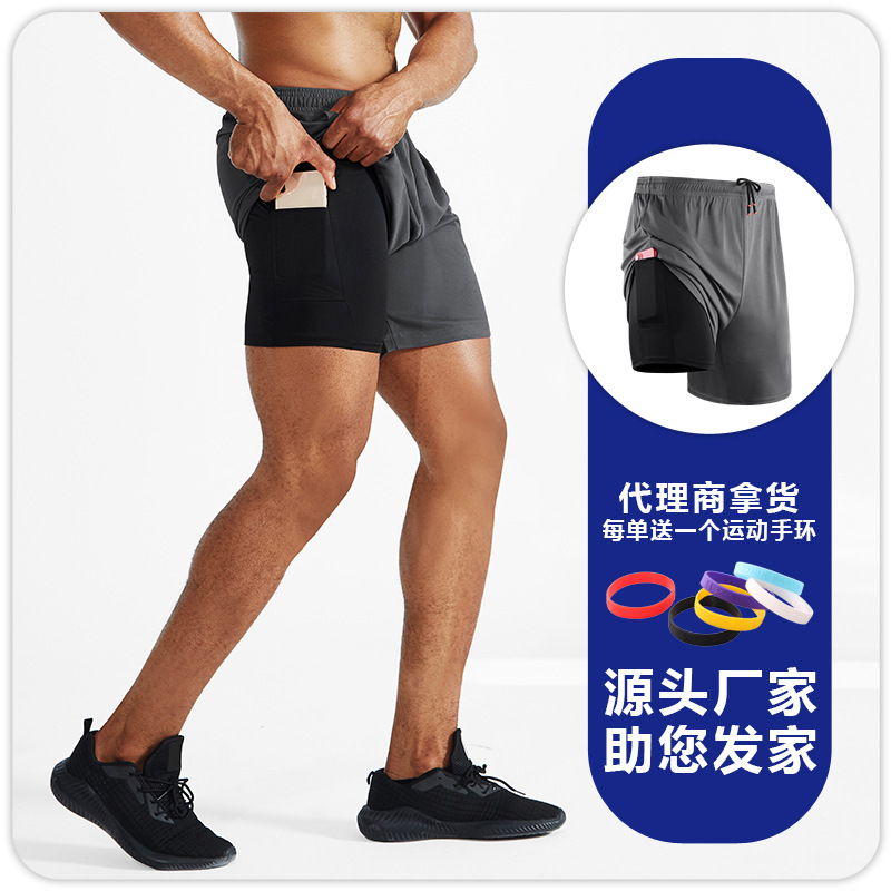 Pantalones cortos deportivos de baloncesto estilo americano, pantalones cortos deportivos de secado rápido para hombre de talla grande, pantalones deportivos elásticos dos en uno, pantalones cortos de entrenamiento para correr.