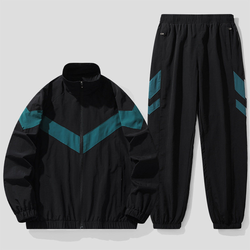 Cardigan de cuello vertical, malla transpirable Taslon, chaqueta de hombre, pantalones casuales deportivos, uniformes escolares de secundaria