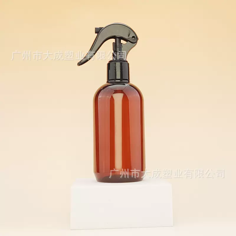 厂家定制PET塑料220ml矮胖圆肩配小老鼠手扣式喷枪消杀除螨喷雾瓶