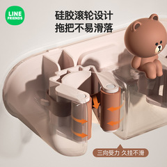 ブラウンベア モップ壁掛けクリップ 穴あけ不要 トイレほうきクリップ 粘着フック 洗面所ハンガー 浴室モップフック