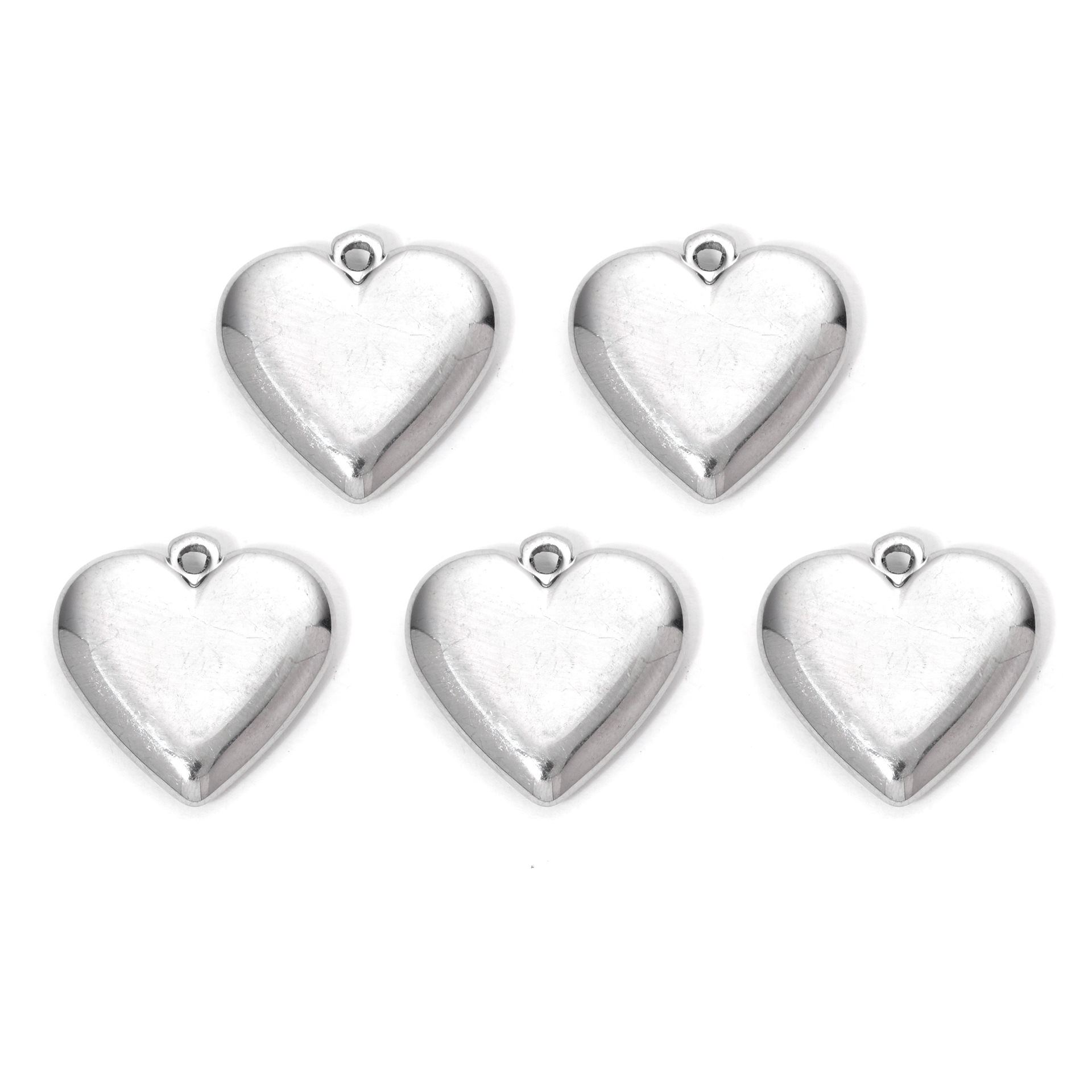 304 Stainless Steel Material Heart Shape Pattern All Seasons Season Plating Design 5 PCS/Package 304 Stainless Steel Heart Shape Pendant