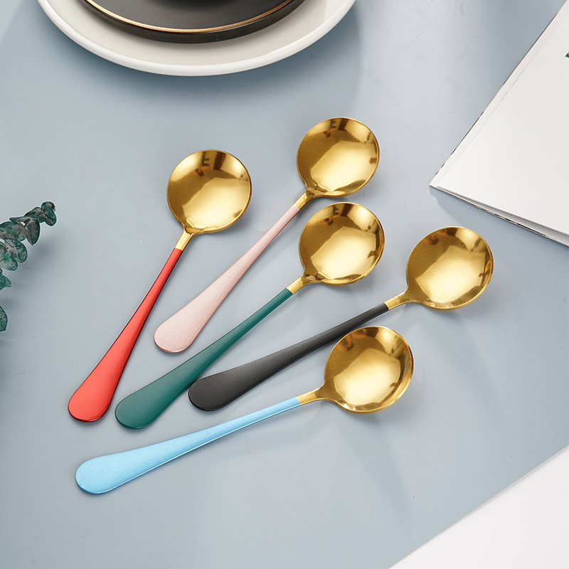 Stainless Steel Long-Handled Small Spoon for Home Use, Soup Spoon, Creative Cute Children's Dining Spoon, Trendy Spoon