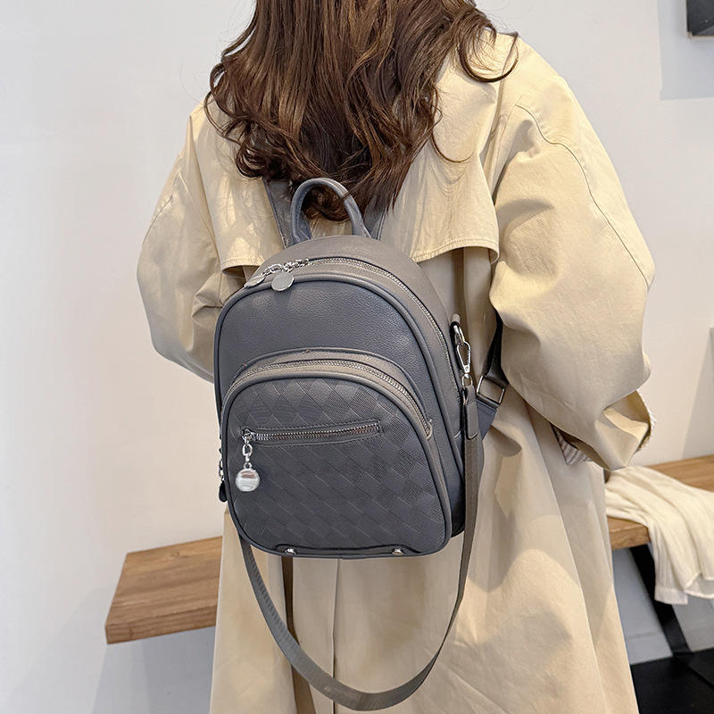 经典复古女士双肩包跨境菱格绣线双肩背包女轻便旅行户外休闲背包