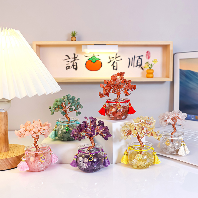 Shilai Running Crystal Fortune Tree Car Ornaments Creative Car Home Decoration Ornaments Combination Decoration Matching