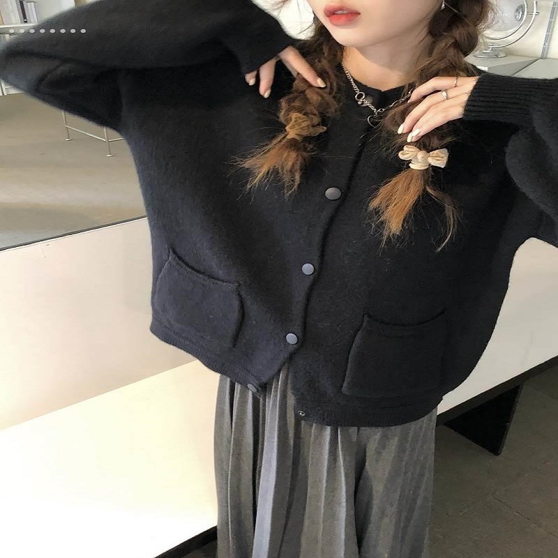 秋冬の女性用ニットカーディガンコート、韓国風ルーズアウター、日本のレトロな優しいスタイル、年齢を減らすレイジースタイルのセータートレンド|undefined