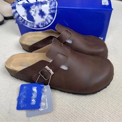 現物BK本革質ベーケン靴包頭半引きBustonサンダル男女同金コルク博ケン靴カップル