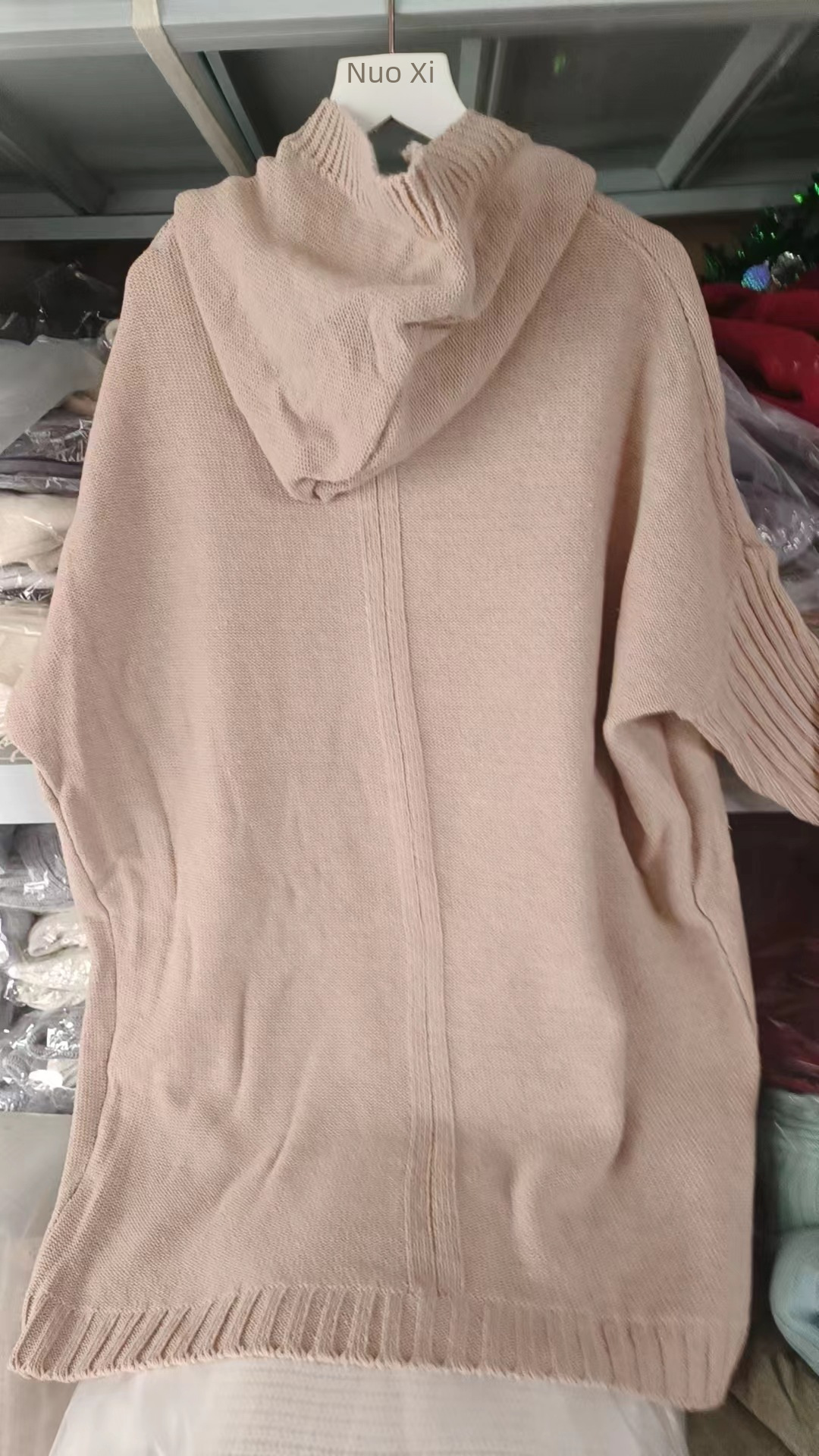 Nouveau pull décontracté de couleur unie pour femme automne et hiver cardigan tricoté à capuche ample veste mi-longue_voghion.com