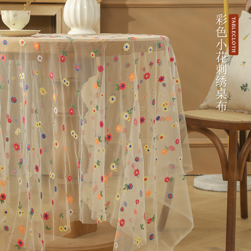 Teal de mesa bordado en color fondo de fotografía props tela tela de mesa tela de malla transparente tela decorativa idílica pequeña fresca