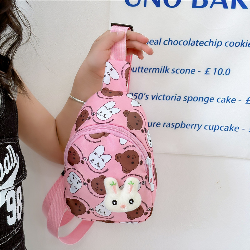 2023 nuevos niños mochila de dibujos animados de graffiti bolsa casual Super lindo fuera pequeño pecho bolsa lindo conejo bolsa