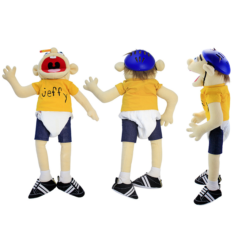 Jeffie Hand Puppet Toy Mouth Can Move Parent-child Interaction Plush Doll Kindergarten Ventriloquism Can Open Mouth Jeff Doll