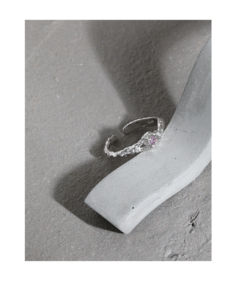 Korean version of ins niche design sense micro-inlaid zircon lava texture texture S925 sterling silv