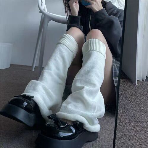 Millennium subculture new solid color knit loop socks set for women, Japanese and Korean style JK foot socks set, versatile calf length socks