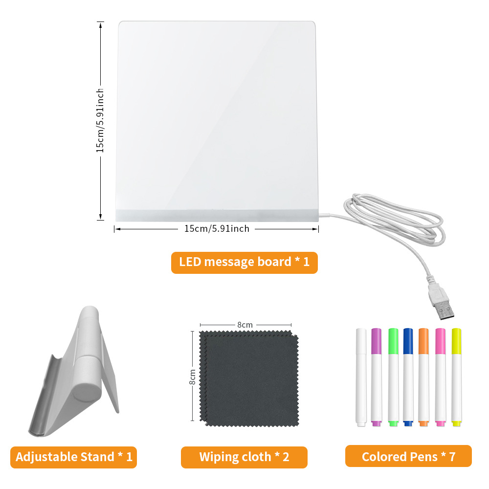 USBLED multifuncional acrílico atmósfera lámpara tablero de mensajes borrable tablero de dibujo infantil idea de regalo de cumpleaños