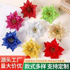創意のポインセチアの尖った角のクリスマスツリーの装飾品は14cmの二重のクリスマスの花の装飾の部品の現物をシミュレーションします。