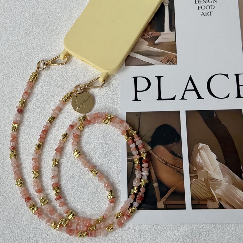 LCF phone lanyard, French designer style, exquisite and fresh, versatile with crushed stone beads, can be worn crossbody, anti-lost phone chain LCF phone lanyard, French designer style, exquisite and fresh, versatile with crushed stone beads, can be worn crossbody, anti-lost phone chain