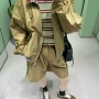 新款翻领松紧腰复古夹克