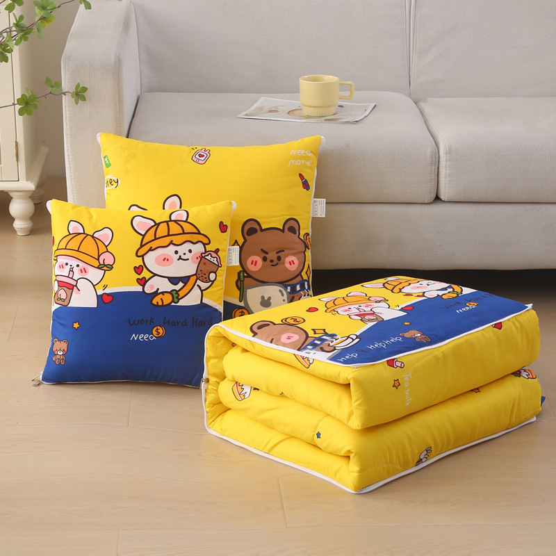 2024新款亲肤柔软棉被抱枕被车载枕头二合一办公室午休靠垫空调被