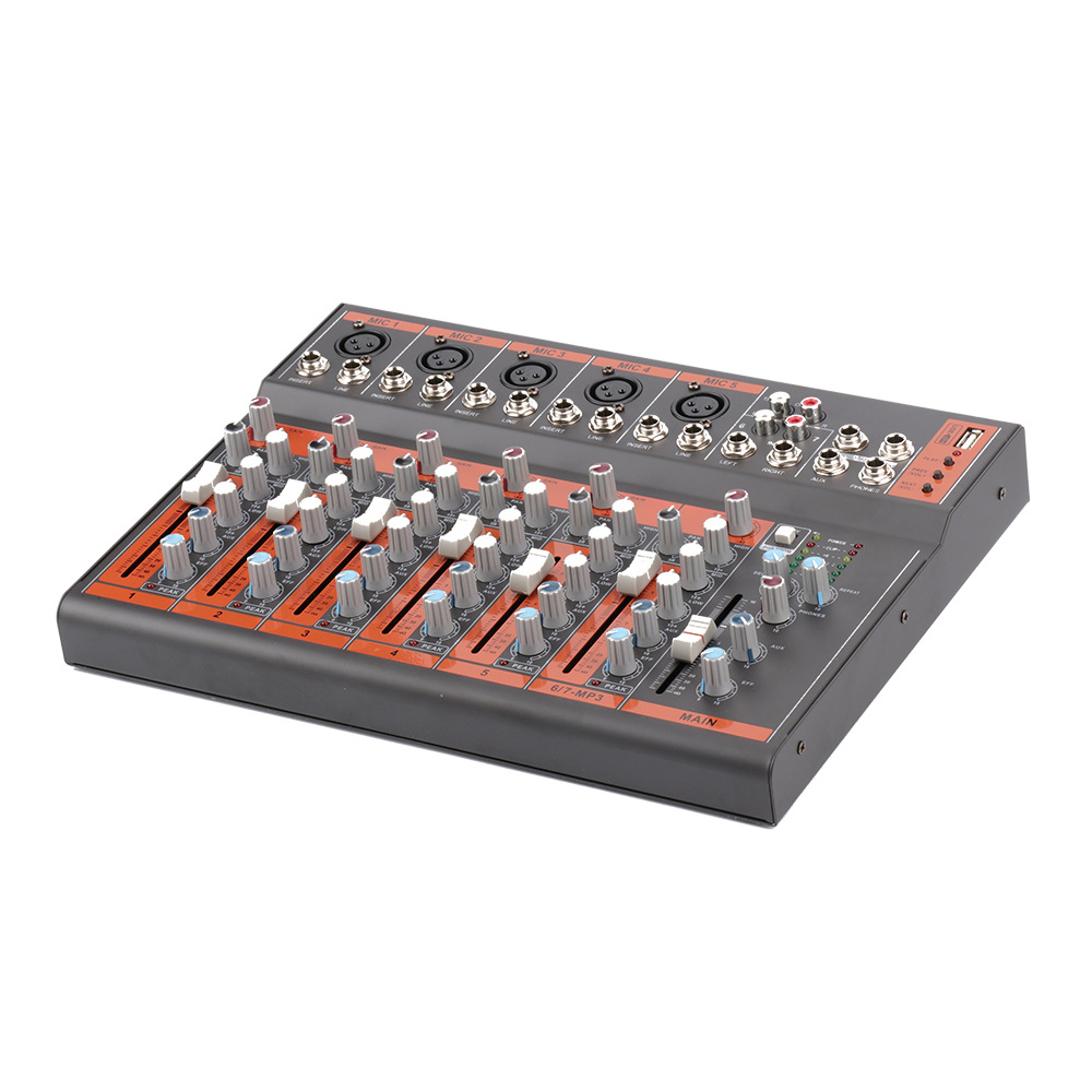 sound console金属带混响均衡支持U盘7路小型调音台Mxer