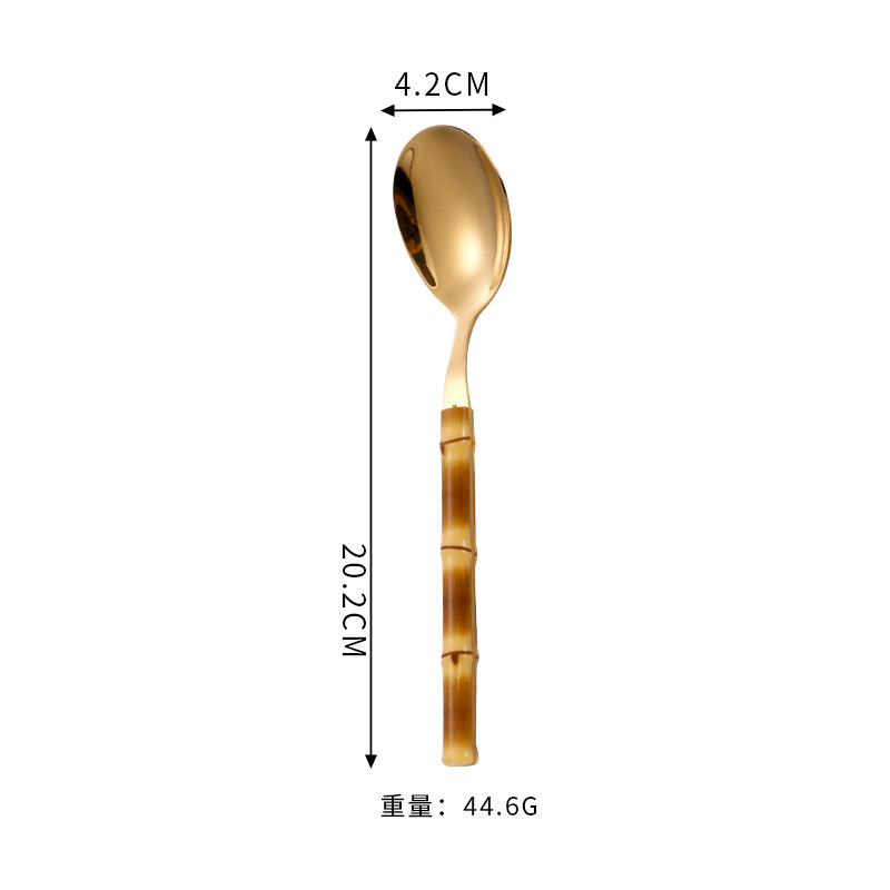 Cuchillo de acero inoxidable, tenedor y cuchara Hotel creativo vajilla occidental cuchillo de filete, tenedor y cuchara Palillos de bambú de imitación transfronteriza