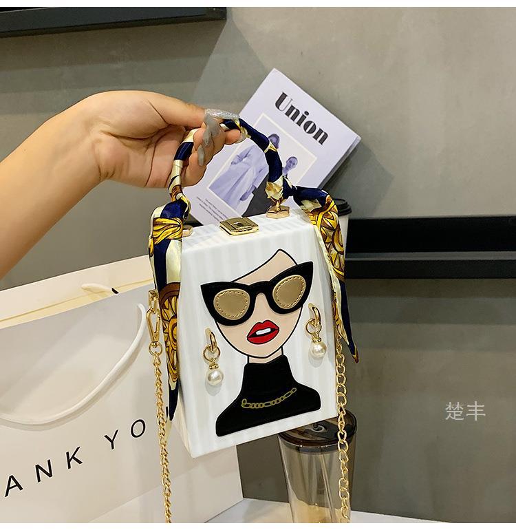 322g Weight Polyester Lining Material Lock clasp Closure Type Women'S Arylic Cartoon Fashion Lock Clasp Handbag
