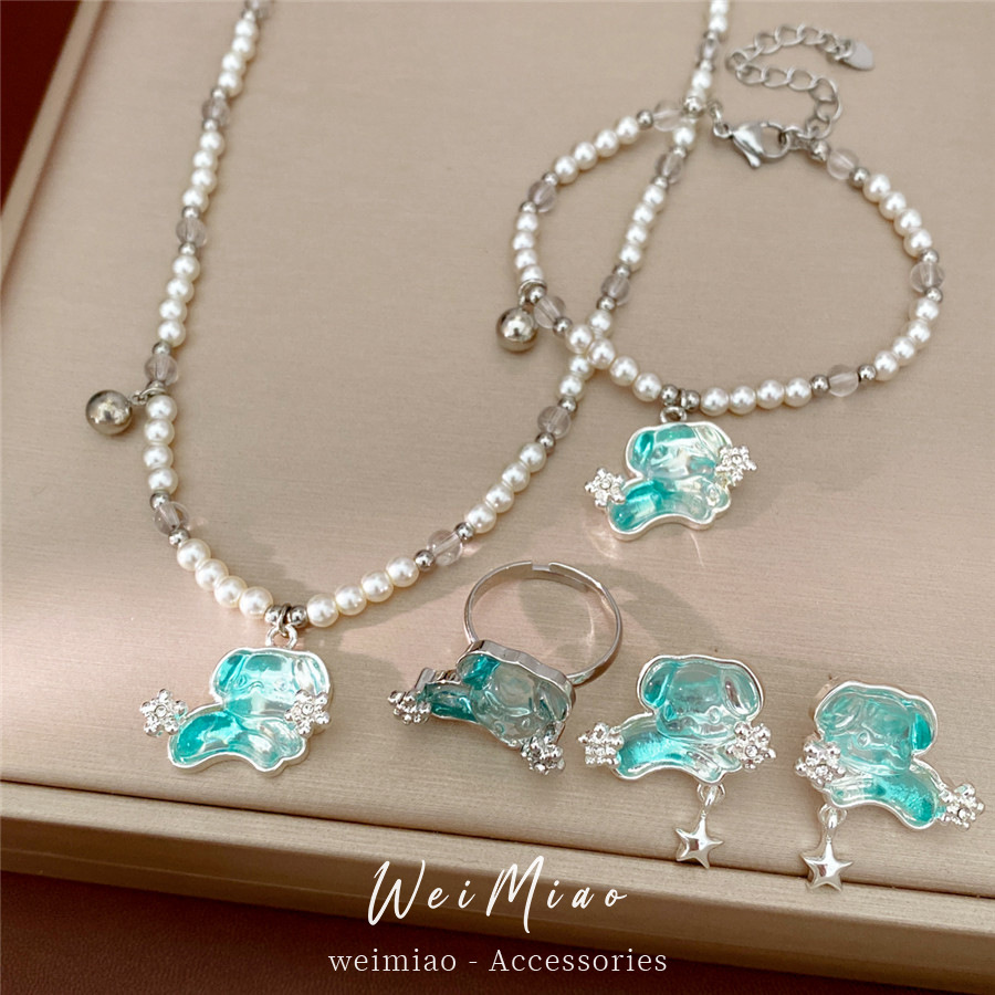 Resina de perlas de perros collar de perlas de lujo ligero nicho clavícula encantadora moda casual conjunto de joyas versátiles mujeres image 1