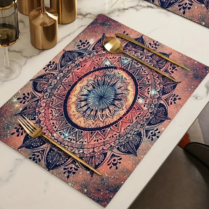 Transfronterizos lino almohadilla de mesa Aliexpress TEMU Amazon almohadilla de mesa cuadrada búfalo rojo almohadilla de Navidad Día de la Independencia