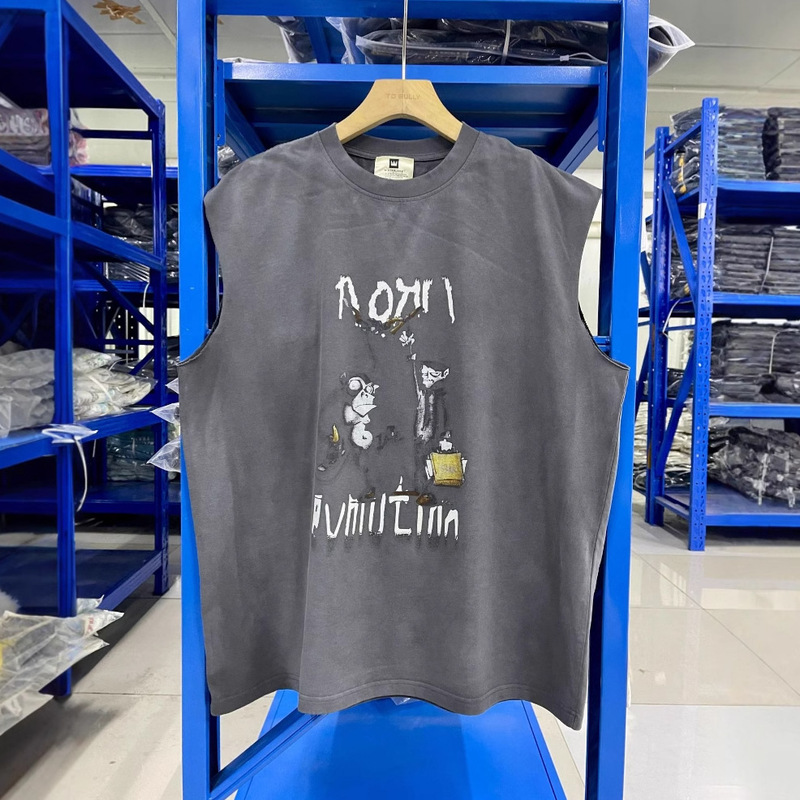 Korn Metal Punk Rock Washed Retro Vintage Loose Waistcoat Vest Sleeveless T-Shirt for Men Korn Metal Punk Rock Washed Retro Vintage Loose Waistcoat Vest Sleeveless T-Shirt for Men