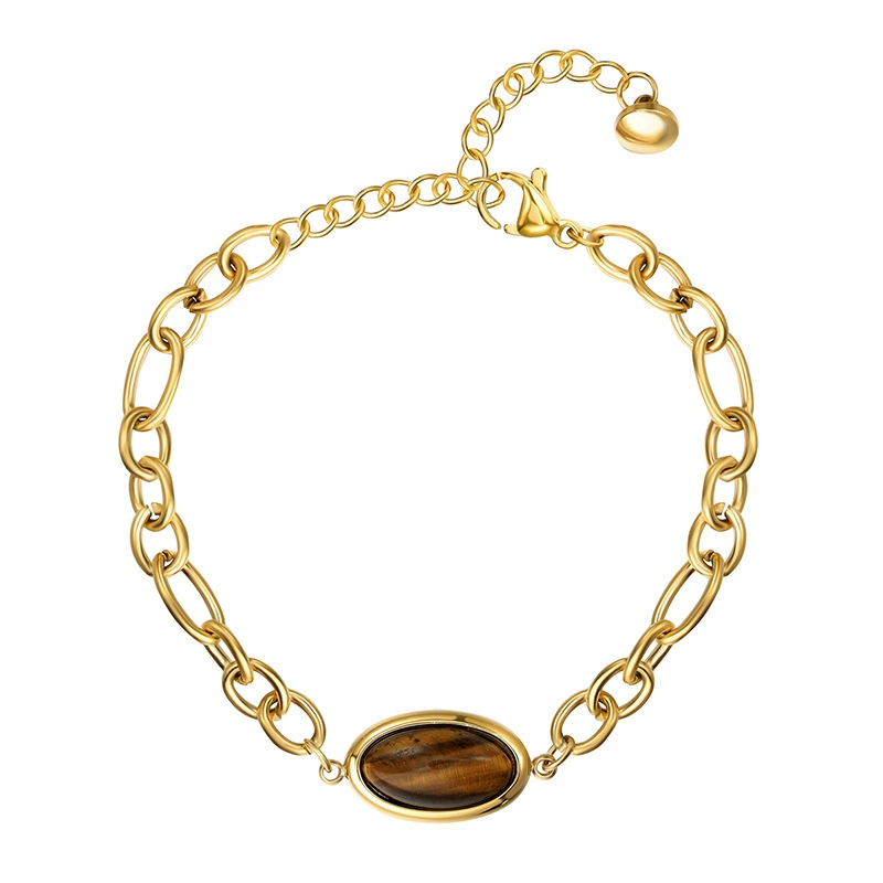 Organic bracelet natural stone, sophisticated accessory, light luxury style, 18 carat white gold, high-quality style